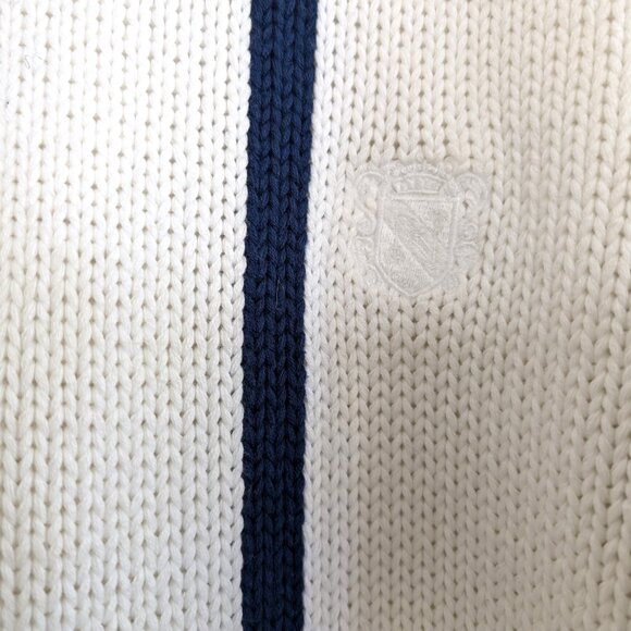 HAMPTON CUP Sweater By Nordstrom Men's L White Blue Striped Knit Preppy Nautical - Picture 3 of 12